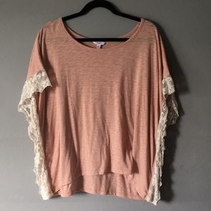 Lace trim boxy fit tee
